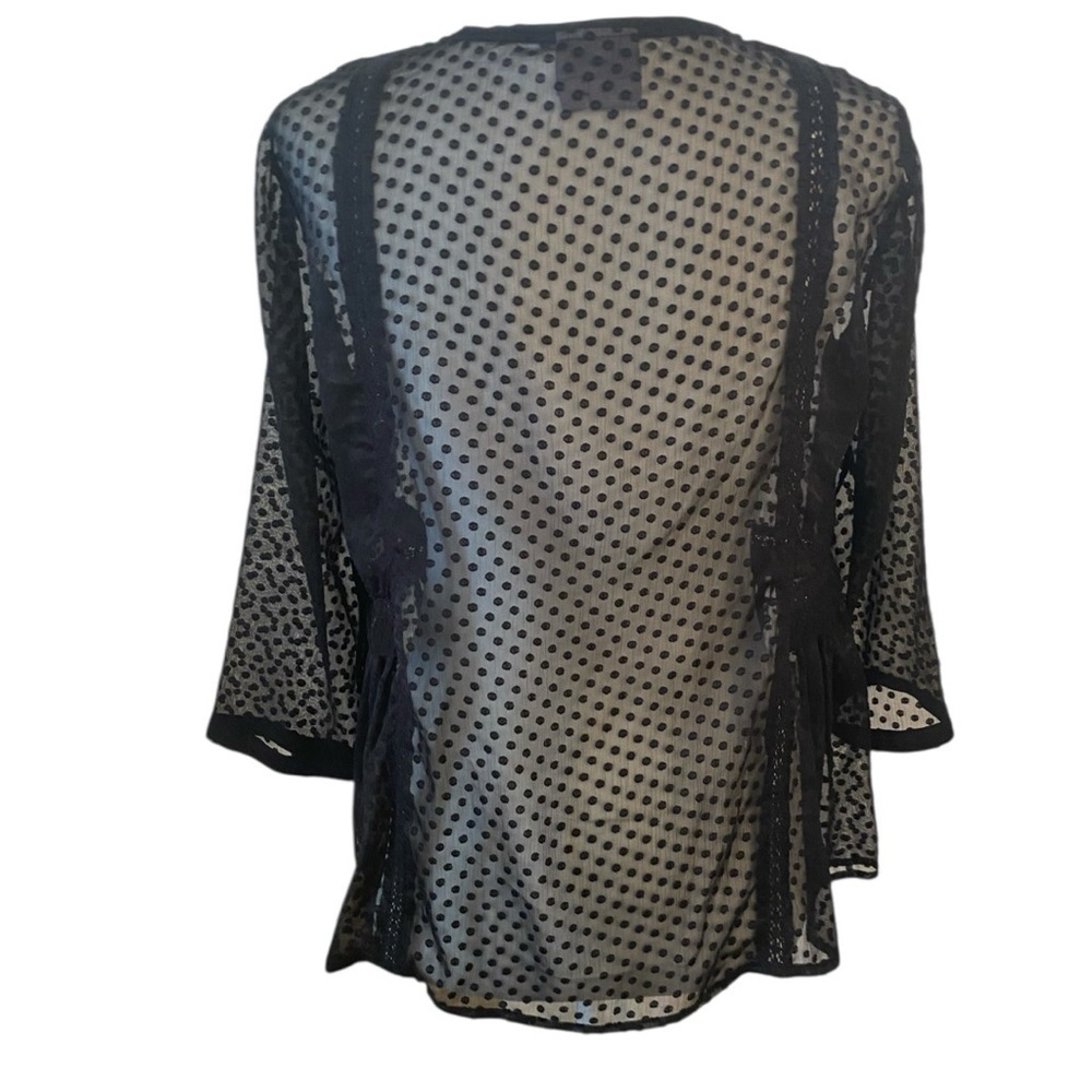 Anthropologie Vanessa Virginia Nanette Clipdot Black Sheer Blouse - Picture 3 of 6